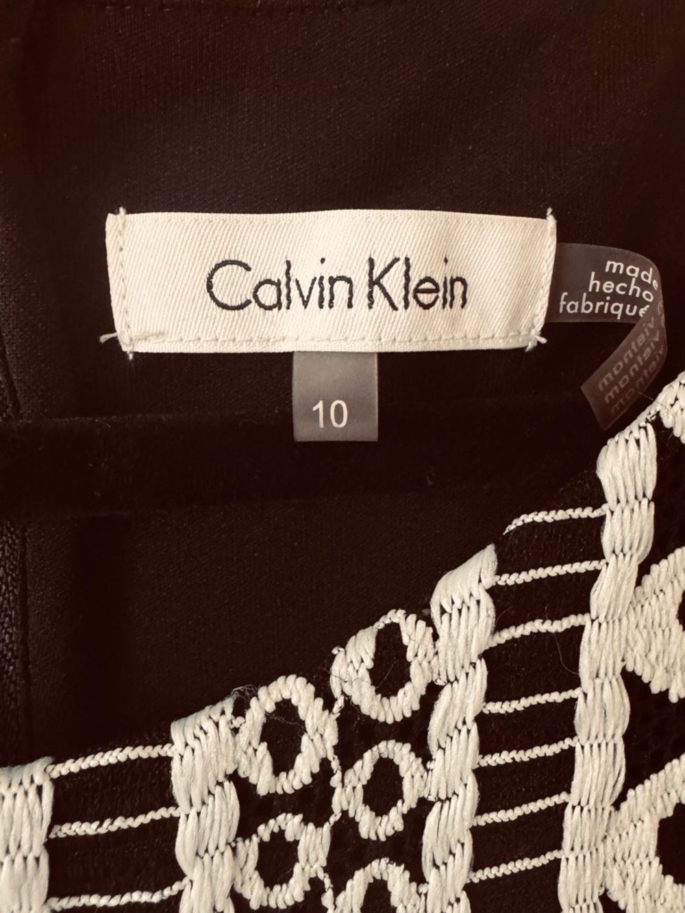 Calvin Klein Black & White Lace-Effect Midi Sheath Dress - Picture 5 of 10